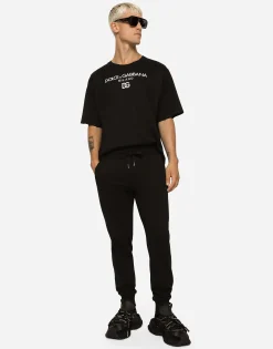 Jersey jogging pants with DG embroidery