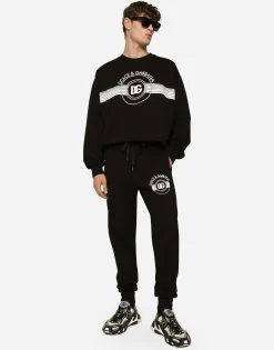 Jersey jogging pants with DG logo print