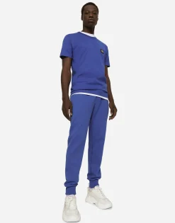 Jersey jogging pants with branded tag