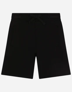 Jersey jogging shorts with logo tag