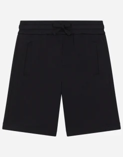 Jersey jogging shorts with logo tag