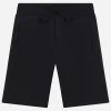 Jersey jogging shorts with logo plate