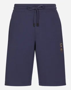 Jersey jogging shorts with embroidery