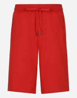Jersey jogging shorts with logo tag