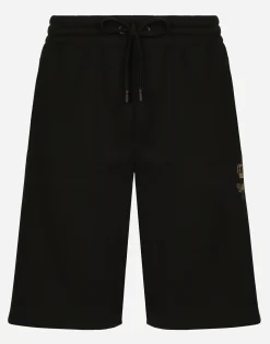 Jersey jogging shorts with embroidery