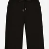 Jersey jogging shorts with logo tag