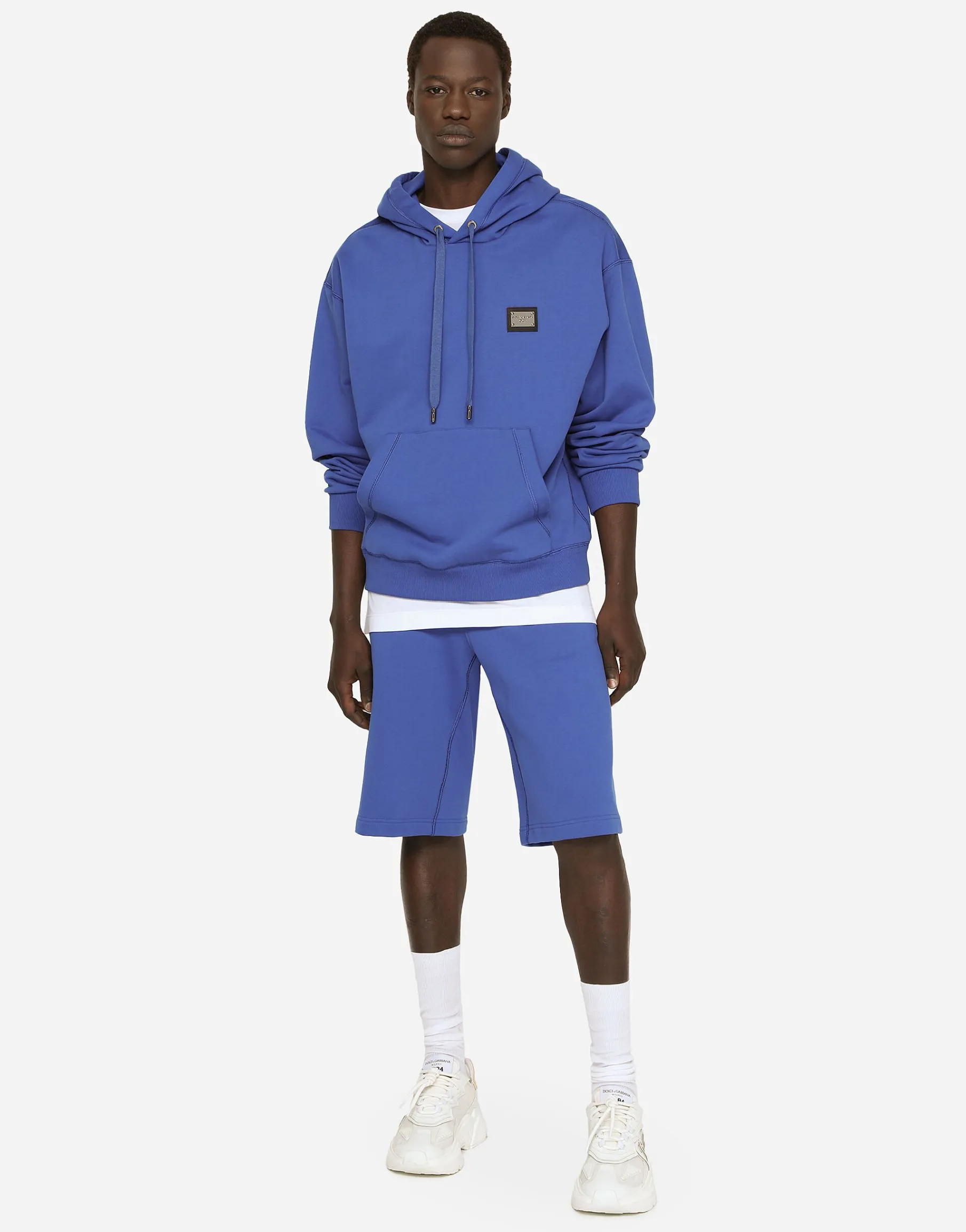 Jersey jogging shorts with logo tag