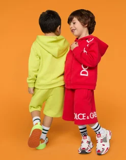 Jersey jogging shorts with logo print