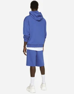 Jersey jogging shorts with logo tag