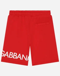 Jersey jogging shorts with logo print