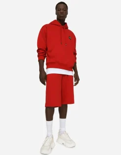 Jersey jogging shorts with logo tag