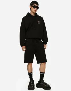 Jersey jogging shorts with embroidery