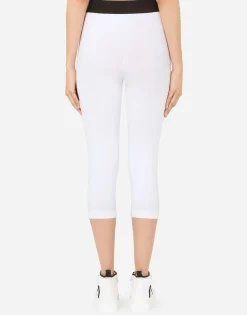 Jersey leggings with branded elastic