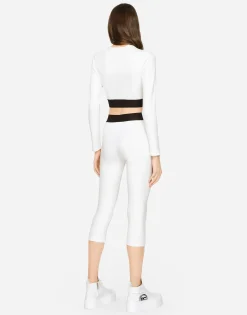 Jersey leggings with branded elastic