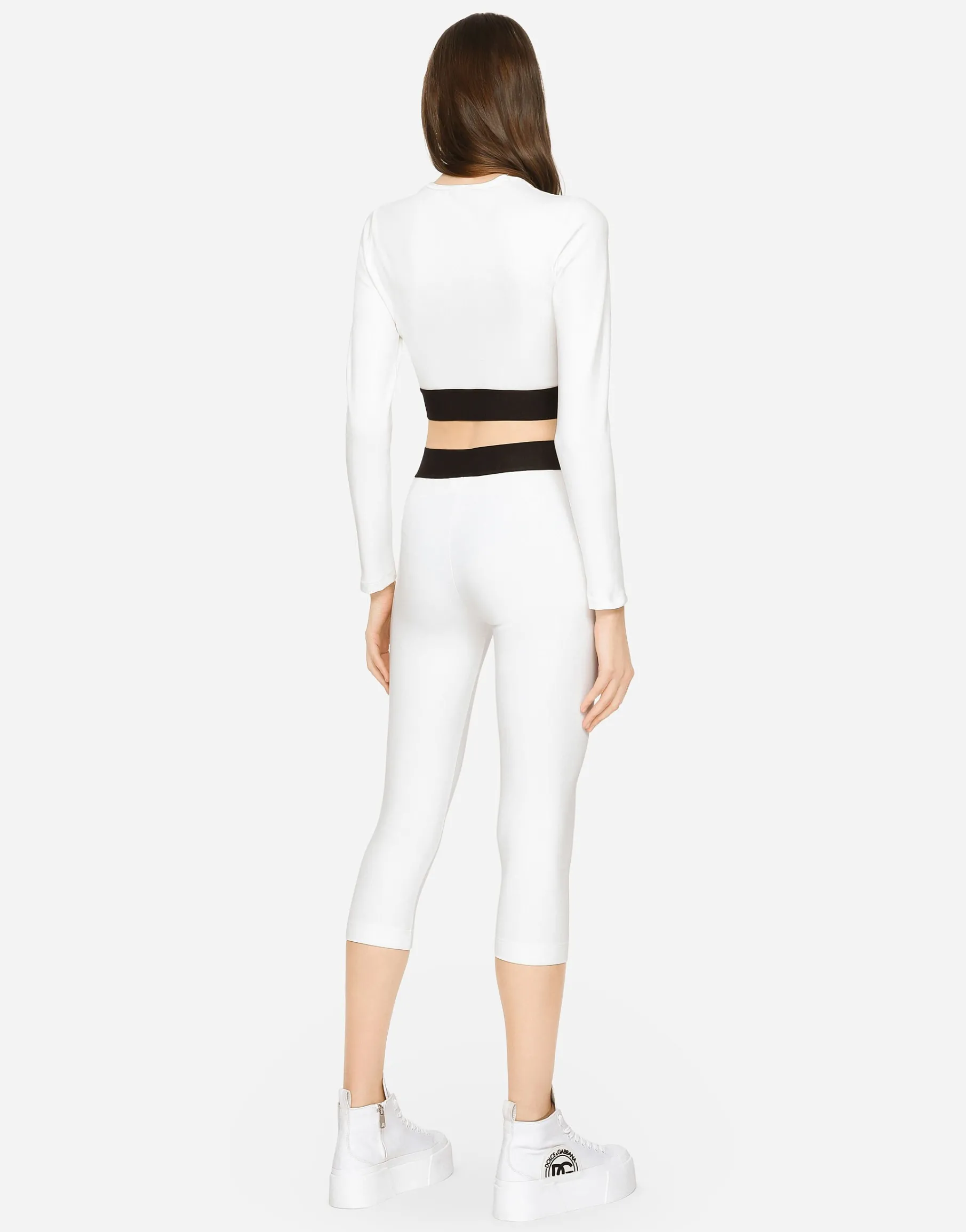 Jersey leggings with branded elastic