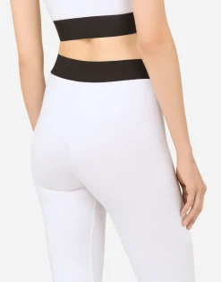 Jersey leggings with branded elastic