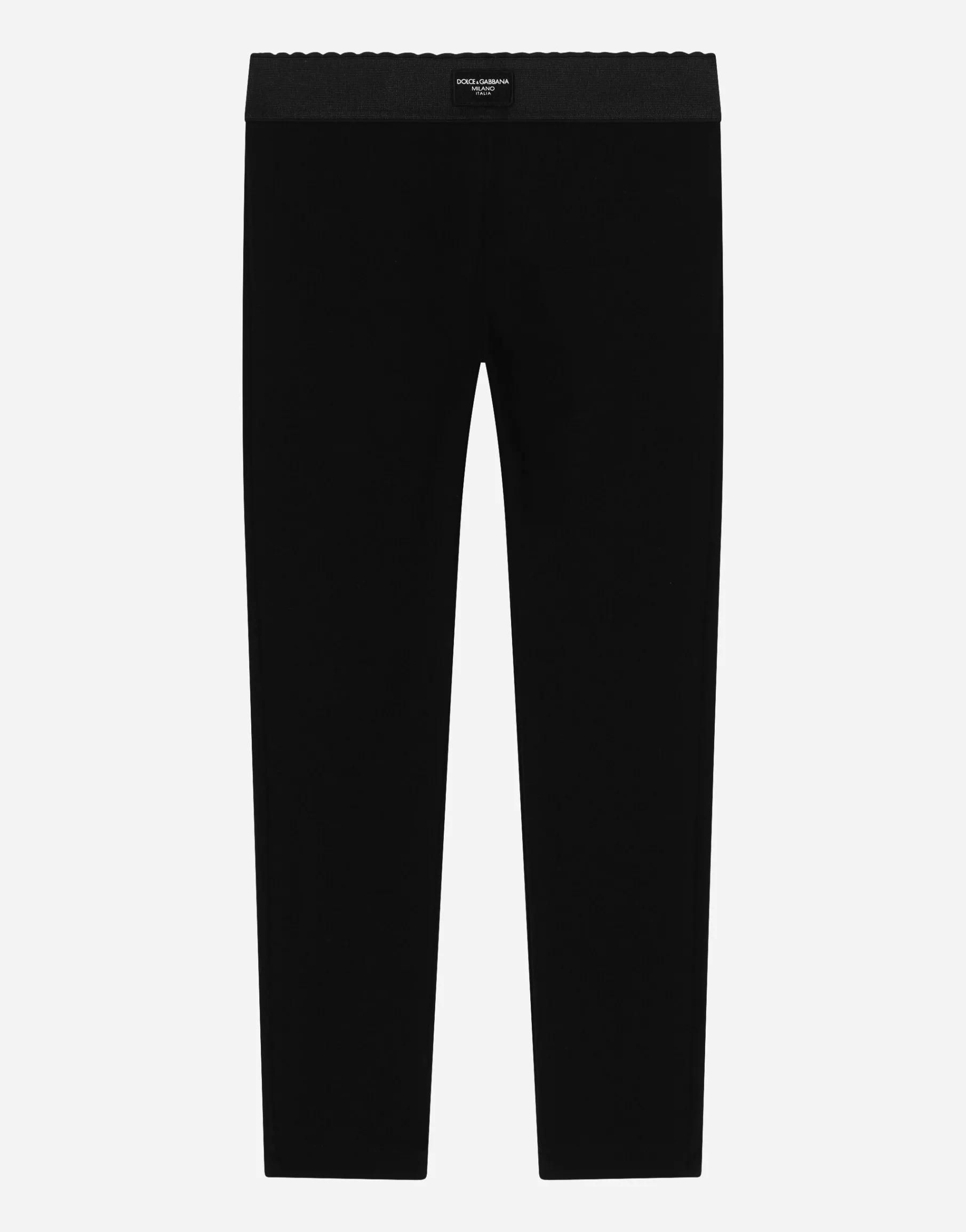 Jersey leggings with logo tag