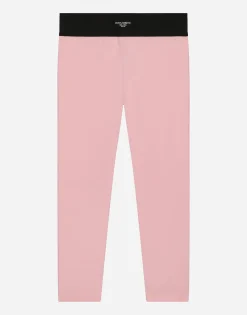 Jersey leggings with logo tag
