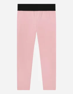 Jersey leggings with logo tag