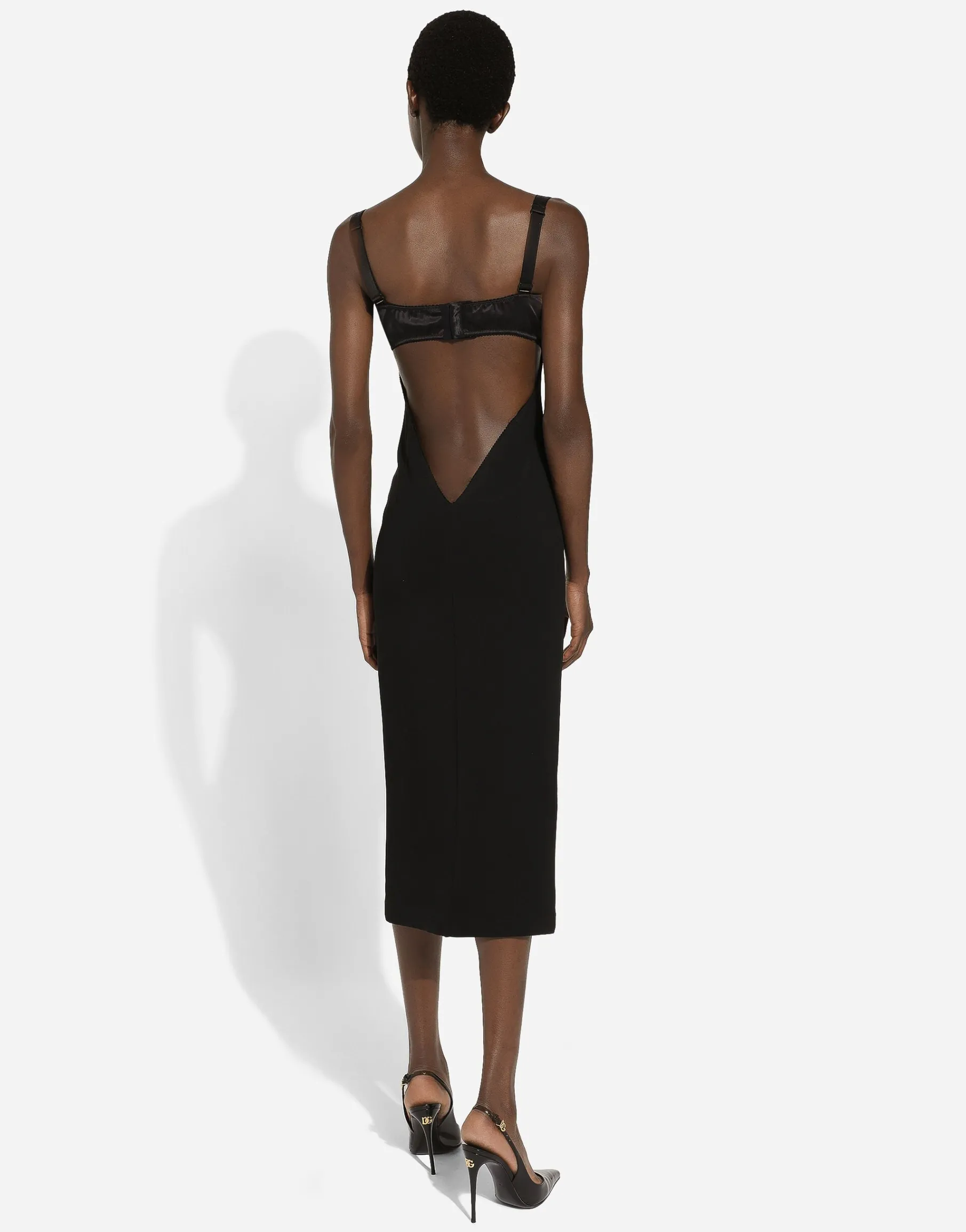 Jersey midi dress with corset-style bra top