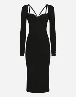 Jersey Milano rib calf-length dress