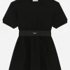 Jersey minidress with logo tag
