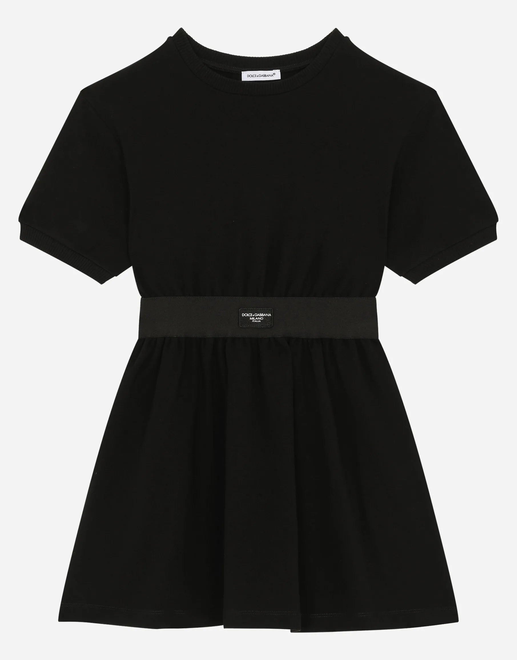 Jersey minidress with logo tag