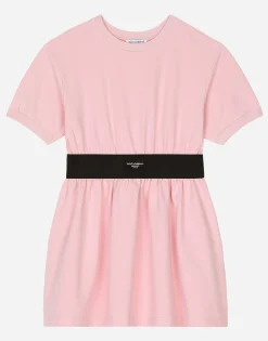 Jersey minidress with logo tag