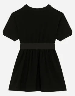 Jersey minidress with logo tag