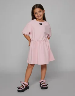 Jersey minidress with logo tag