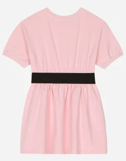 Jersey minidress with logo tag