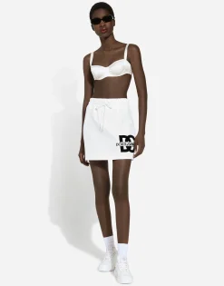 Jersey miniskirt with DG logo patch