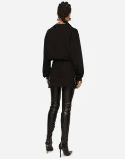 Jersey miniskirt with logo patch