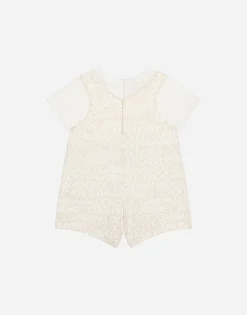 Jersey onesie with all-over logo print and patch