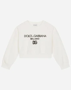 Jersey round-neck sweatshirt with logo print