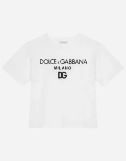 Jersey round-neck T-shirt with DG Milano embroidery