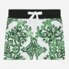 Jersey shorts with green majolica print