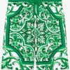 Jersey shorts with green majolica print