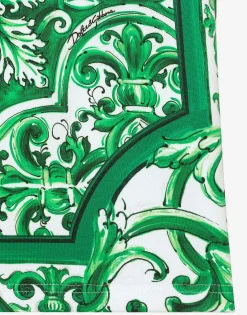 Jersey shorts with green majolica print
