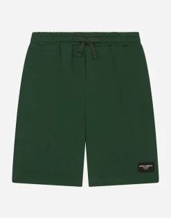Jersey shorts with logo tag