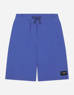 Jersey shorts with logo tag