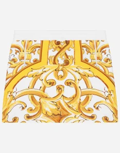 Jersey skirt with yellow majolica print