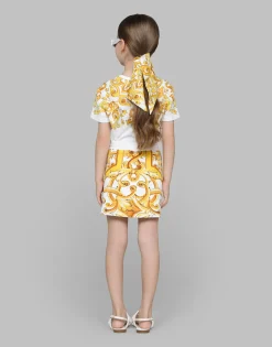Jersey skirt with yellow majolica print