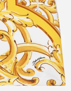 Jersey skirt with yellow majolica print