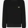 Jersey sweatshirt with branded tag