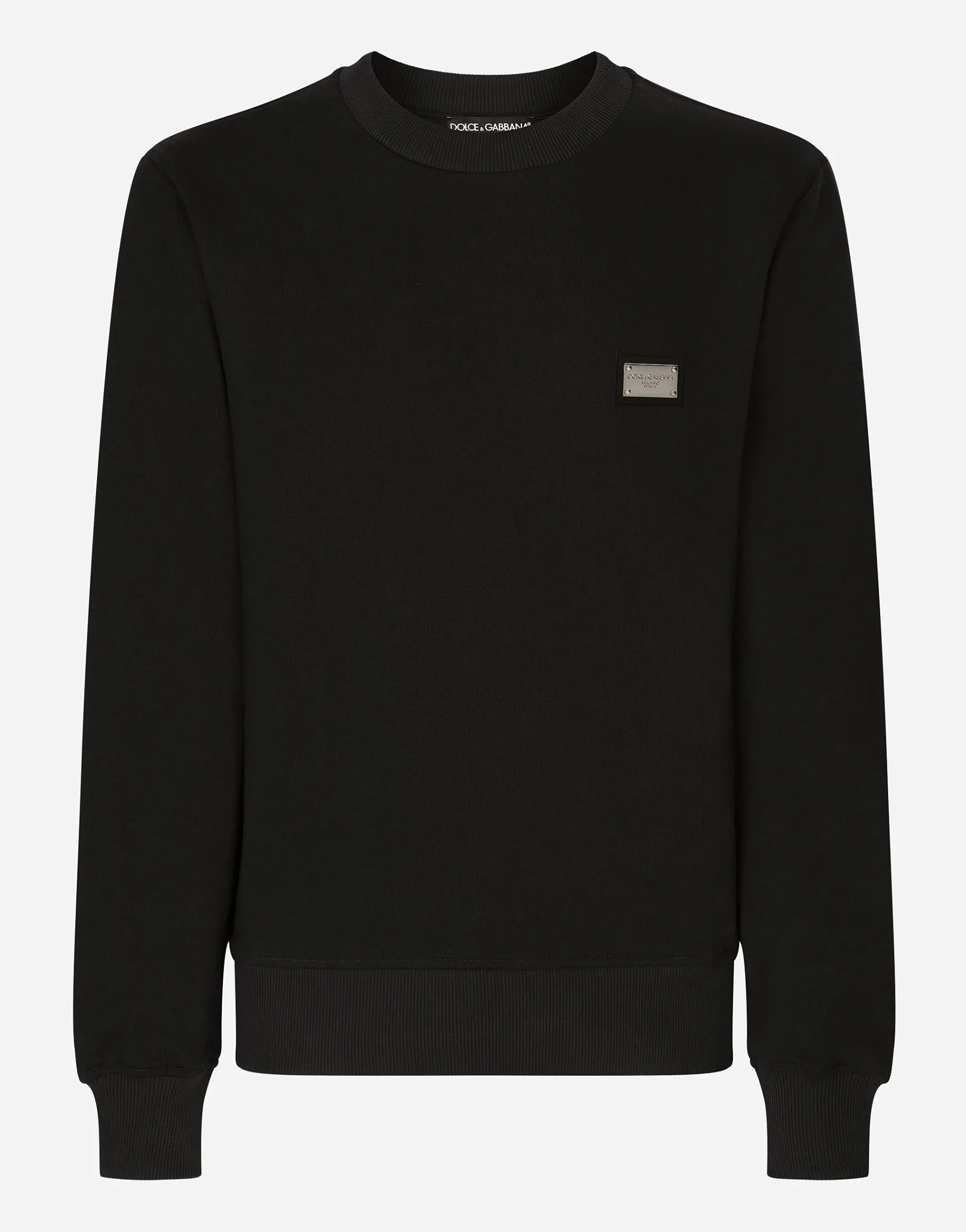 Jersey sweatshirt with branded tag