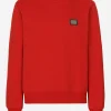 Jersey sweatshirt with branded tag
