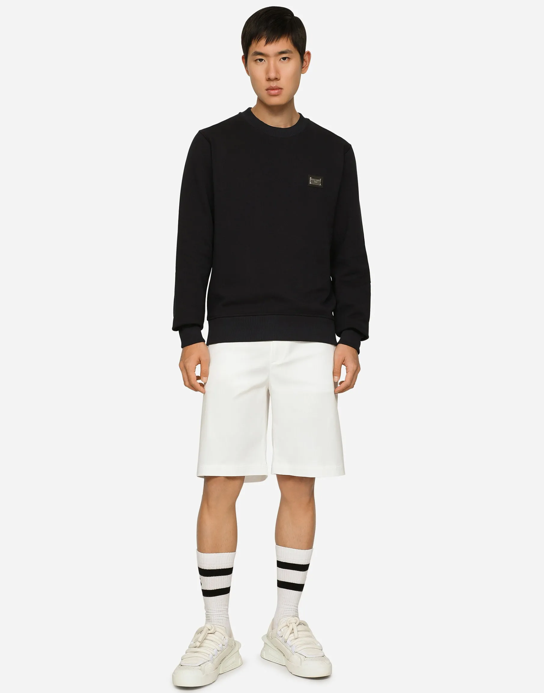 Jersey sweatshirt with branded tag