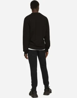 Jersey sweatshirt with branded tag