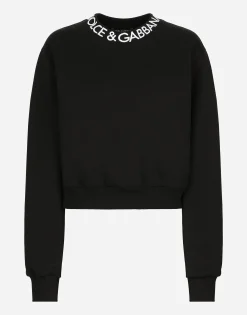 Jersey sweatshirt with Dolce&Gabbana logo embroidery